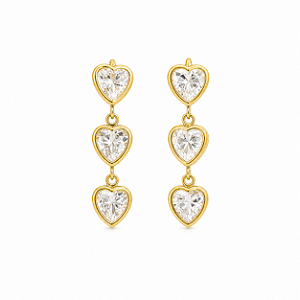 Brinco em Ouro 18k Zircônia Coração