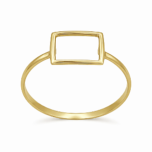 Anel em Ouro 18k Quadrado Vazado