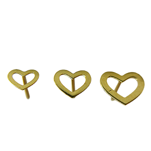 Brinco em Ouro 18k Trio de Coração Vazado