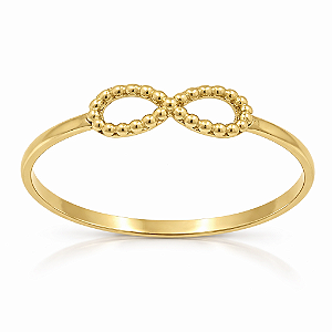 Anel em Ouro 18k Infinito Fio Bolinha