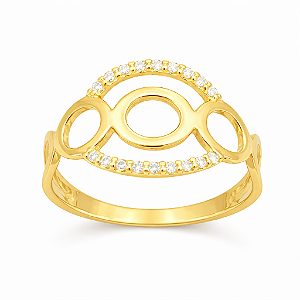 Anel em Ouro 18K Circulo Vazado com Diamante