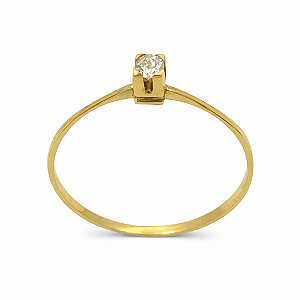 Anel em Ouro 18K Solitário com Diamante
