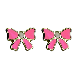 Brinco em Ouro 18k Laço Esmaltado Infantil