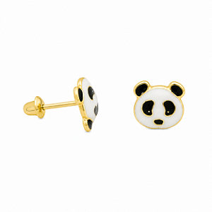 Brinco em Ouro 18k Urso Esmaltado