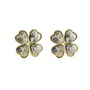 Brinco em Ouro 18k com Zircônia Fixo Trevo