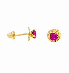 Brinco em Ouro 18k Roseta com Zircônia Baby