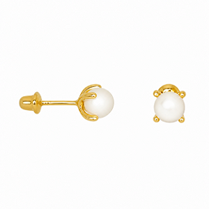 Brinco em Ouro 18k Pérola Bolinha Baby (Par)