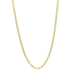 Corrente em Ouro 18K Fio Oco Elos Cadeado 60 cm