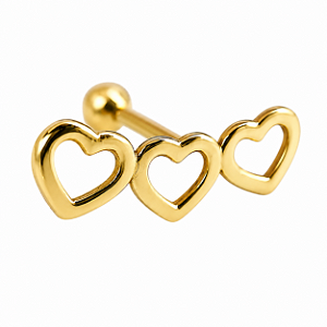 Piercing em Ouro 18K Coração Triplo Vazado