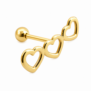 Piercing em Ouro 18K Coração Triplo Vazado