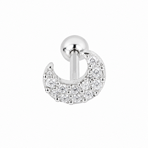 Piercing em Ouro 18K Branco Lua com Zircônias