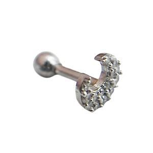 Piercing em Ouro 18K Branco Lua com Zircônias