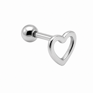 Piercing em Ouro 18K Branco Coração Vazado