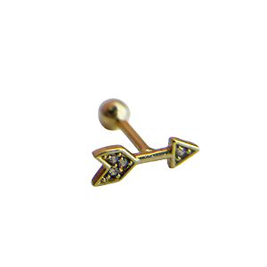 Piercing em Ouro 18k Flecha com Zirconias