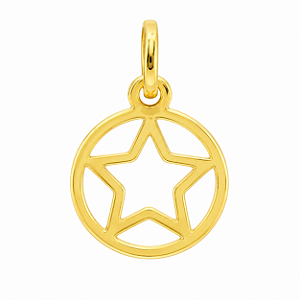 Pingente em Ouro 18k Estrela 5 Pontas com Aro