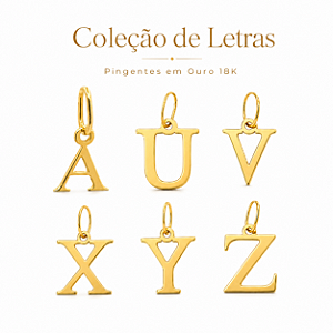 Pingente Letra Inicial em Ouro 18K 6,5 mm
