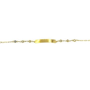 Pulseira em Ouro 18K Chapinha com Zircônia