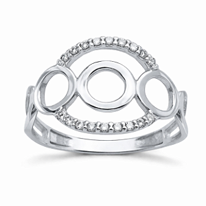 Anel em Ouro Branco 18K Circulos Vazados com Diamantes