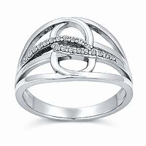 Anel em Ouro Branco 18K com 0.16 k de Diamantes