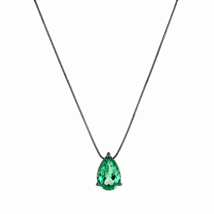 Gargantilha em Ouro 18K Rodio Negro Com Esmeralda Gota
