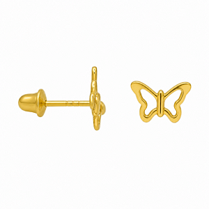 Brinco em Ouro 18K Borboleta Vazada Infantil