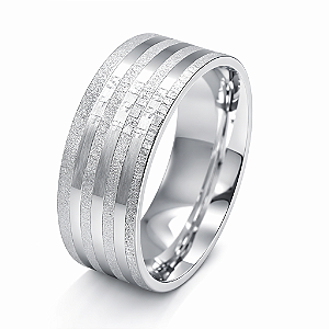 Aliança em prata 925 com Frisos Diamantados