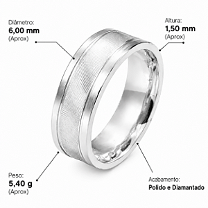 Aliança em Prata 925 Diamantada