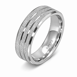 Aliança em prata 925 Fosco Diamantado com Frisos