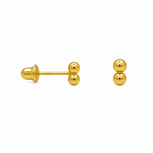 Brinco em Ouro 18K Bolinha Dupla