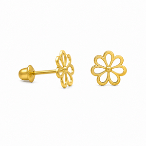 Brinco em Ouro 18K Flor Vazada