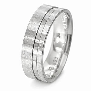 Aliança em Prata 925 com Friso Polida