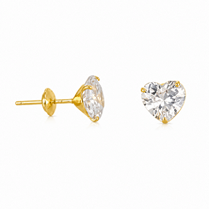 Brinco em Ouro 18K Zirconia Coração
