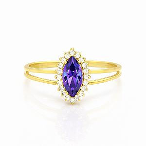 Anel em ouro 18K com zircônia