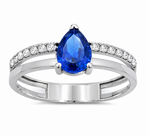 Anel em Ouro Branco 18K Gota com Zirconia