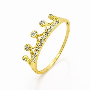 Anel em ouro 18K Coroa com Zircônia