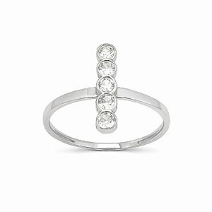 Anel em Ouro Branco 18K com Zirconia