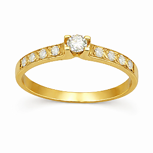 Anel em Ouro 18K Com Diamantes 0.24 CT