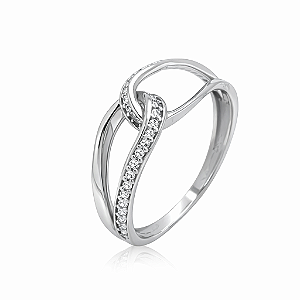 Anel em Ouro Branco 18k com Zirconia