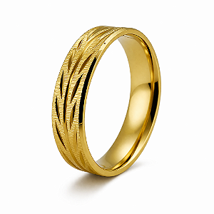 Aliança em Ouro 18K 5,00 mm Fosco Diamantado