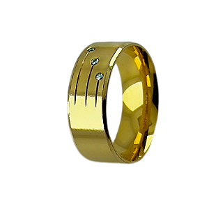 Aliança em Ouro 18k 8,00 mm com 0,045 Cts de Diamante