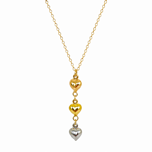 Gargantilha em Ouro 18k 3 Coração Tricolor