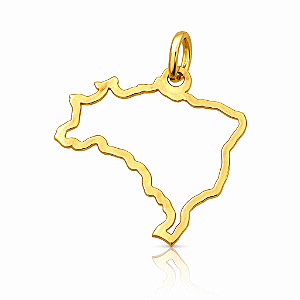 Pingente em Ouro 18k Mapa do Brasil Vazado