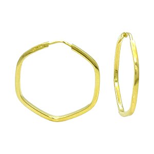 Argola em Ouro 18K Sextavado