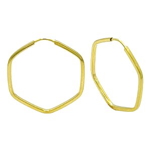 Argola em Ouro 18K Sextavado