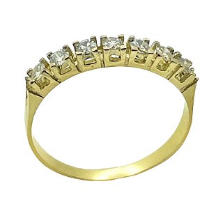 Anel em Ouro 18K Com 7 Diamantes