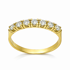 Anel em Ouro 18K Com 7 Diamantes
