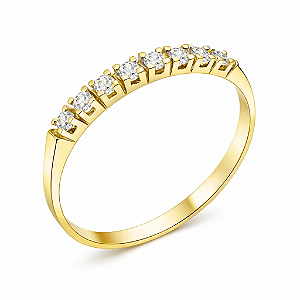 Anel em Ouro 18K Com 9 Diamantes