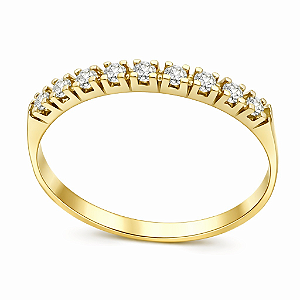 Anel em Ouro 18K Com 9 Diamantes