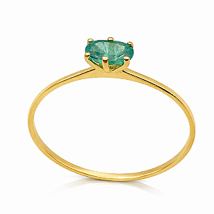 Anel em Ouro 18K com Esmeralda Oval