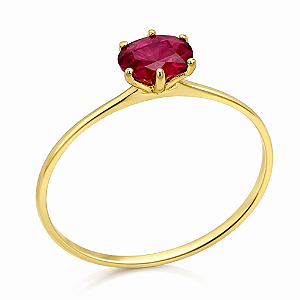 Anel em Ouro 18K com Rubi Oval